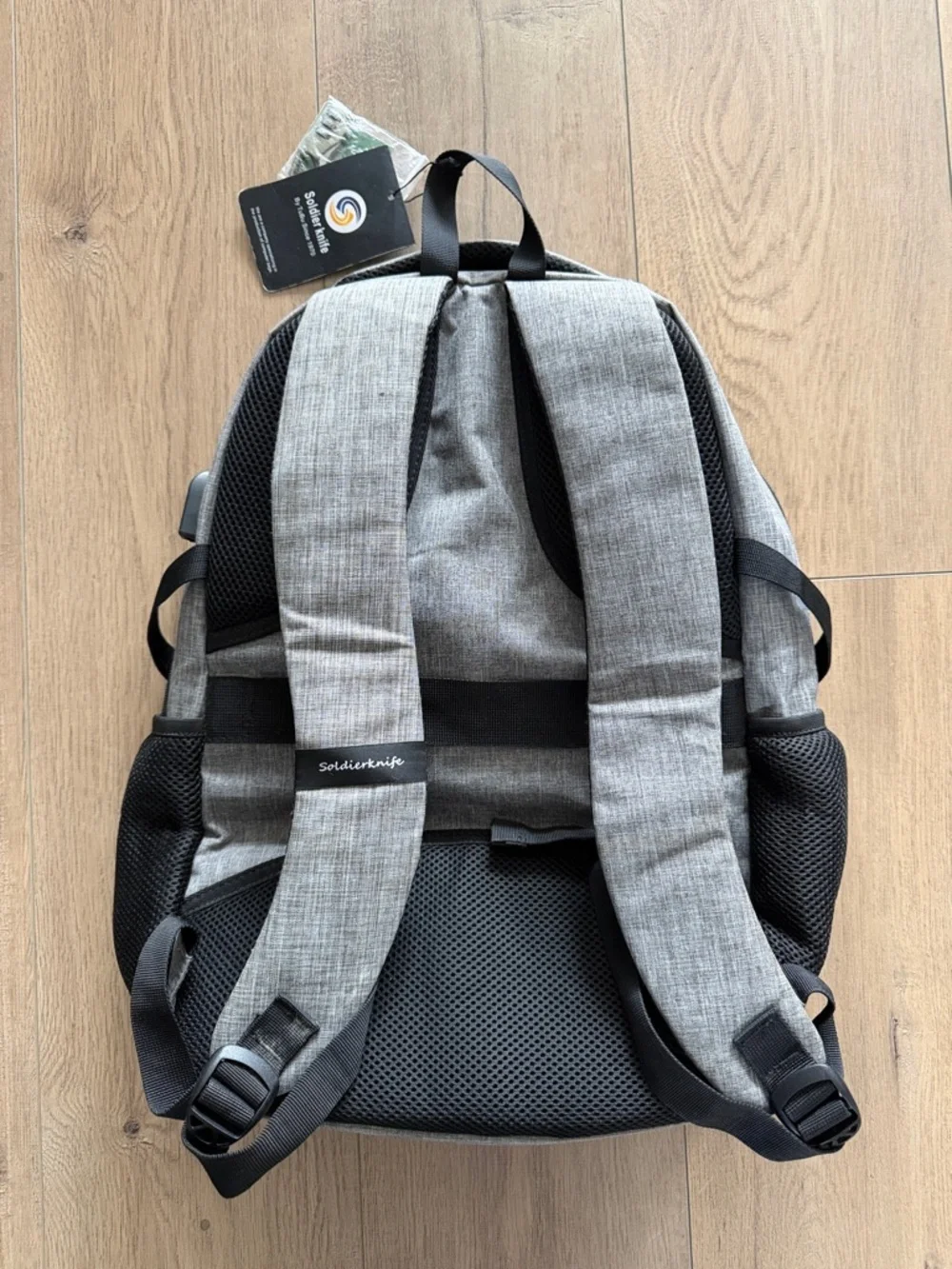 NEW Soldier Knife Anti Theft Laptop Travel Backpack Grey Large Combination Lock